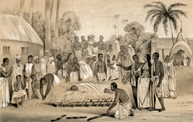Ceremony of Burning a Hindu Widow with the Body of Her Late Husband