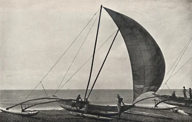 Ceylonese Fishing Boat with Outrigger, 1926