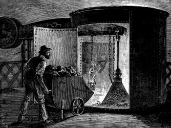 Charging a blast furnace at the Govan Iron Works, Scotland