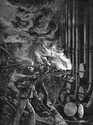 Charging the Retorts at the Beckton Gasworks, London