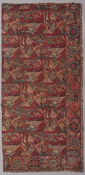 Chintz Bed Cover or Hanging with a Japanese-Inspired Pattern, Right Half