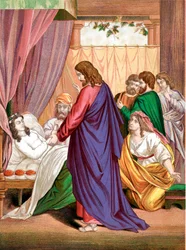 Christ raising the daughter of Jairus, governor of the Synagogue, from the dead, mid 19th century