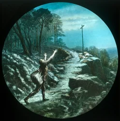 Christian sees the cross