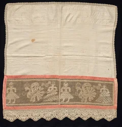 Cloth with Border of Female Figures and Peacocks, 18th-19th century.