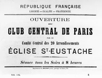 Club Central de Paris, from French Political Posters of the Paris Commune, May 1871