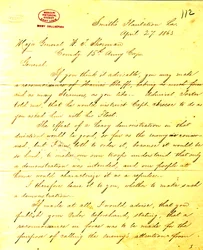 Contemporary copy of letter from U. S. Grant, Smith