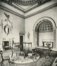 Contrasted Interiors: Palladian - The Dining-Room, Holkham, Norfolk, by William Kent, with Regency