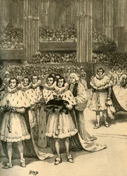 Coronation of King William IV: the royal procession, Westminster Abbey, London, 1830, c. 1890.