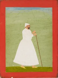 Court official wearing a white jama