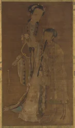 Courtesans with fan and flute
