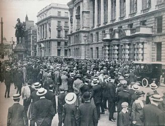 Crowd Waiting Outside the War Office on the Morning Before War Was Declared, 1914