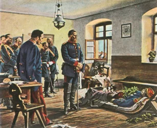 Crown Prince Friedrich Wilhelm with the body of General Douay