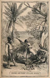 Crusoe and Friday Felling Wood