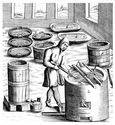 Crystallization of saltpetre nitre, potassium nitrate, or KN03