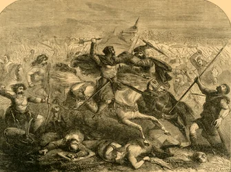 Defeat of the Saxons by Arthur, c1890