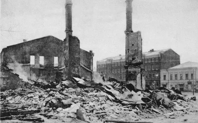 Destruction on a Moscow Street After the Revolution, Russia, December 1905