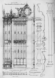 Detail Drawing of the Main Entrance Door Grille, Phoenix National Bank