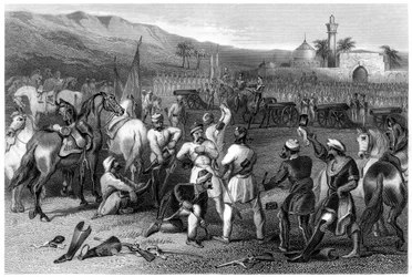 Disarming the 11th Irregular Cavalry at Berhampore, 1857, c1860