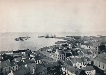 Donaghadee - View from the Church Tower, Showing Harbour