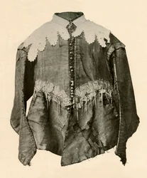 Doublet of black silk trimmed with points of galloon with silver aiglets