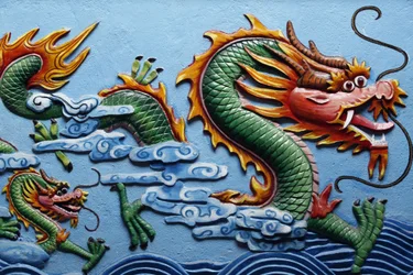 Dragon Sculpture in a Chinese Temple, Phnom Penh, Cambodia