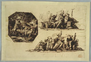 Bacchus, Apollo and Mnemosine; Minerva with Trophies