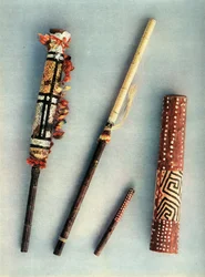 Drum and wind instruments of the tribe of Baniva Indians, Venezuela, 1948