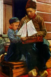 Dutch father and son in traditional dress