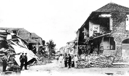 Earthquake Damage, Duke Street, Kingston, Jamaica