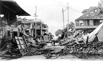 Earthquake Damage, King Street and Harbour Street, Kingston, Jamaica
