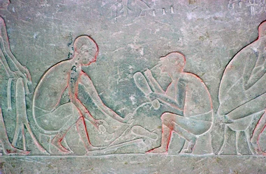 Egyptian relief showing shoemakers