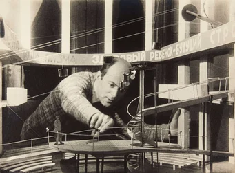 El Lissitzky Working on a Stage Design, Meyerhold Theatre