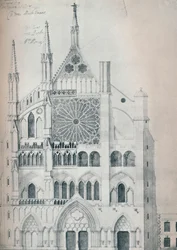 Elevation of North Transept, Westminster Abbey, Showing Cut-Out with Wren