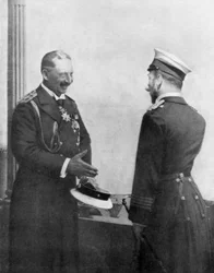 Emperor Wilhelm II of Germany greeting Tsar Nicholas II of Russia before the First World War
