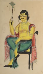 English Babu Native Indian Clerk Holding a Hookah