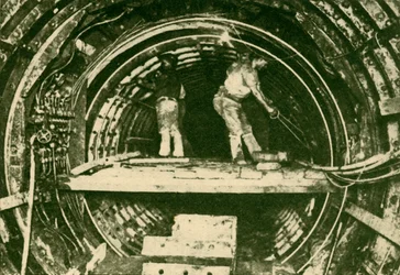 Enlarging Tunnels on the City and South London Railway, Showing New and Old Diameters