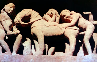 Erotic Sculpture, Hindu Temple, Khajuraho, India, 950-1050