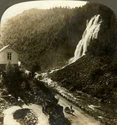 Espelandfos, one of the loveliest waterfalls in all Scandinavia, Norway, c. 1905