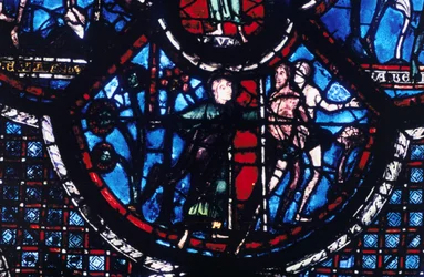 Expulsion from Eden, Stained Glass, Chartres Cathedral, France