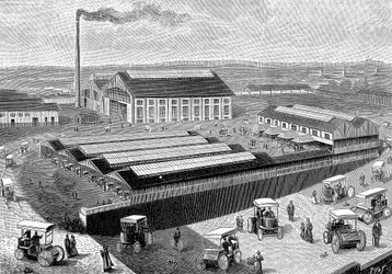 Factory for making, recharging and servicing electric cabs, Aubervilliers, France, 1899