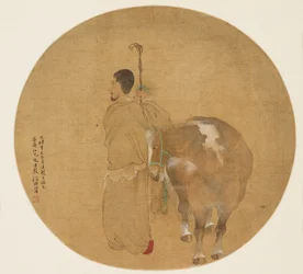 Fan painting - Horse and Groom