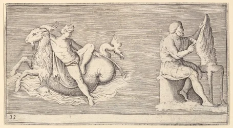 Figure on Seagoat, Man Carving Wing