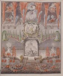 Fireworks and illumination on September 17, 1747 in Gostilitsy, mid-18th century