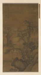 Fisherman Boating under Winter Trees