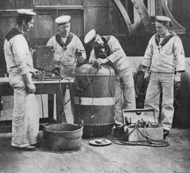 Fitting up an Electric Contact Mine, 1914