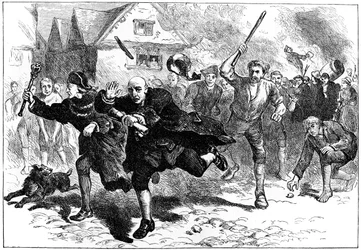 Flight of Thomas Hutchinson before the rioters, Boston, Massachusetts, 1765