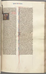 Fol. 205r, Job, Historiated Initial V, Job on the Dungheap Given a Gold Earring, c. 1275-1300