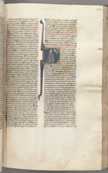 Psalm 26, Historiated Initial D, David Kneeling Pointing to His Eyes, the Bust of God