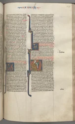 Fol. 317r, Baruch, Historiated Initial H, Baruch Seated at a Desk Writing on a Scroll