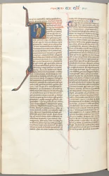 Timothy II, Historiated Initial P, Paul Talking to the Bust of God Above